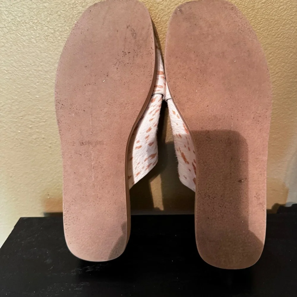 Dolce Vita Women Spotted Calf Hair Crisscross Platform Slide Sandals Size 8.5